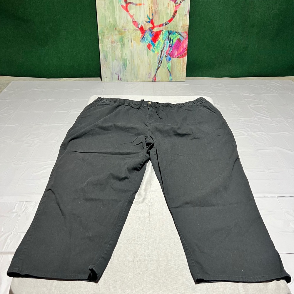 KingSize Mens 4XL 38 Big Black Cotton Drawstring Elastic Waist Twill Pants